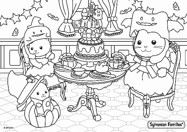 Halloween Surprise Party Colouring Sheet